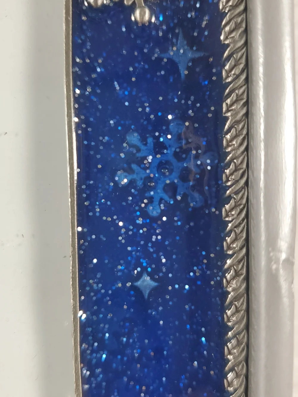 Winter Picture Frame Blue Enamel with Silver Snowflake Metal 4x6 in Photo NEW